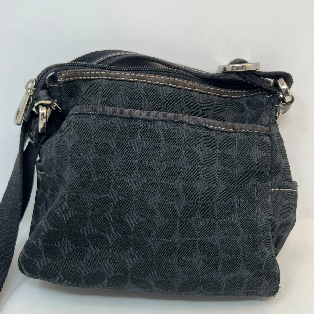FOSSIL Marlowe Black Fabric Crossbody Purse‎ Pockets Key Charm